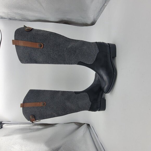 NEW Sam Edelman Penny Gray Black Mixed Media Tall Riding Boots Women's Size 5.5 - Picture 3 of 11
